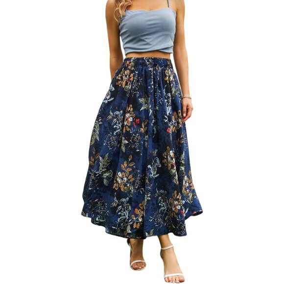 Women's Maxi with Pockets Long Midi Length Casual Skirt for Beach Party Holiday - Picture 1 of 6
